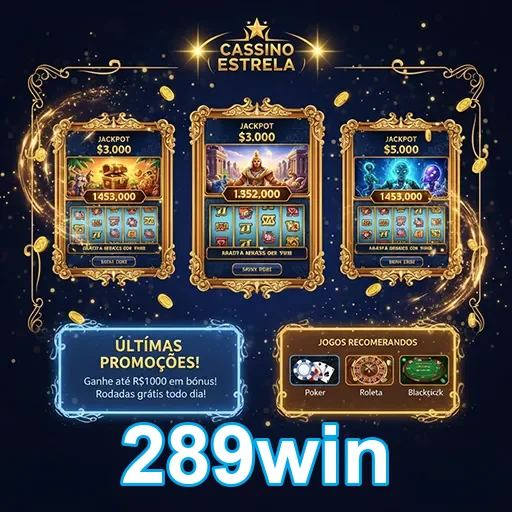 Imagem do site 289win mostrando a página inicial com destaque para jogos e promoções